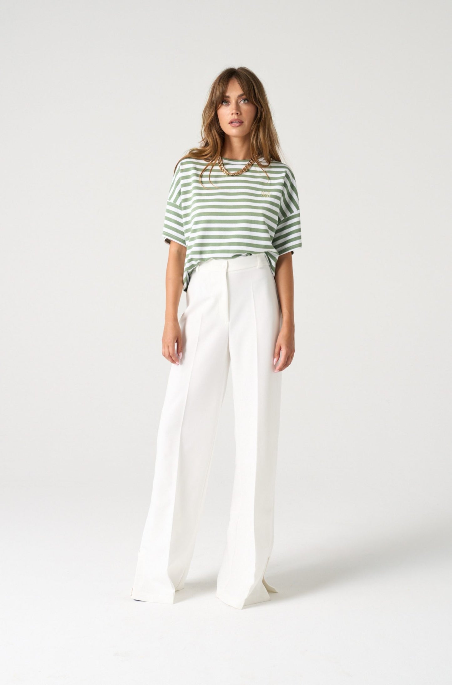 High waisted STRAIGHT TROUSERS with hem