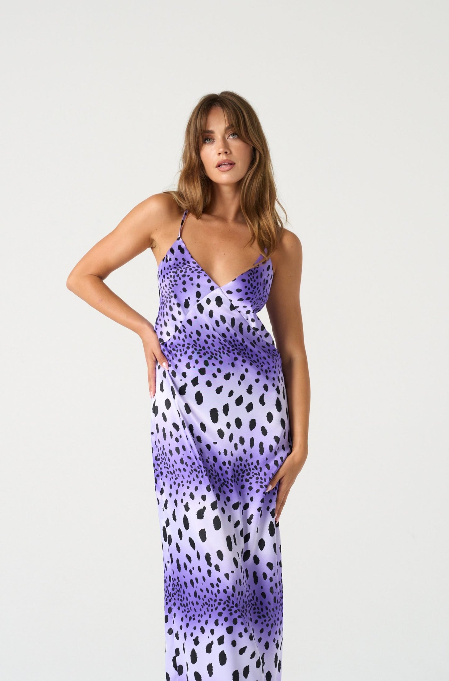 Olivia slip long leopard dress