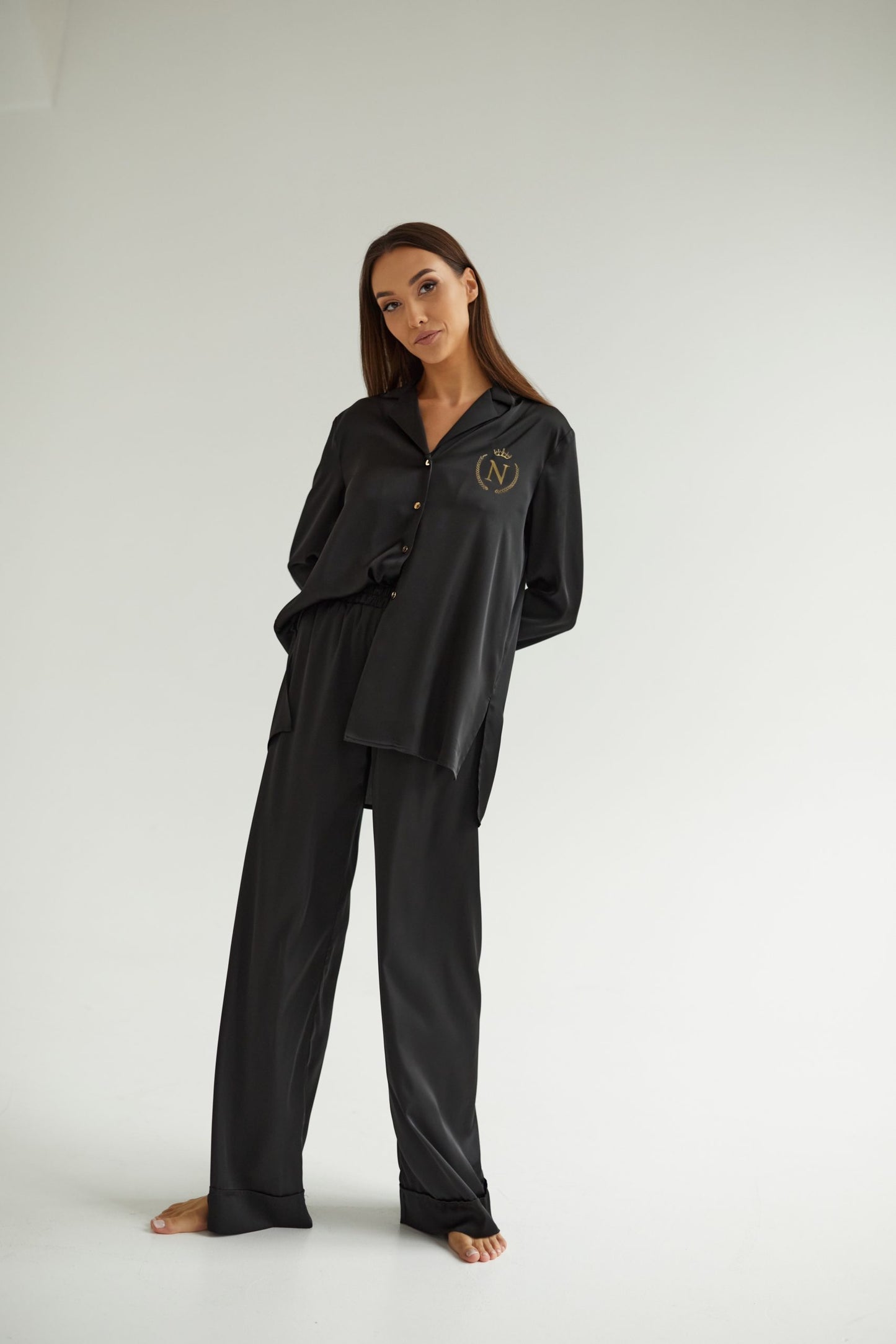 Eléa black women pajama set with pants
