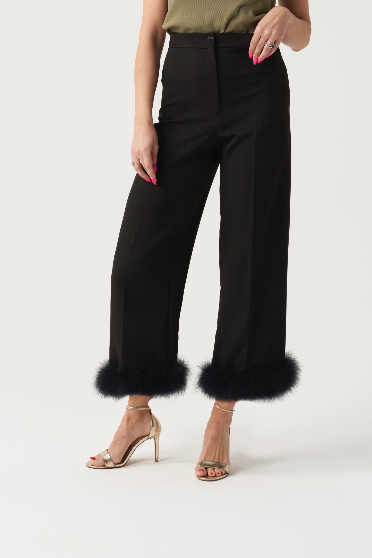 Boston High waisted STRAIGHT TROUSERS with feathers
