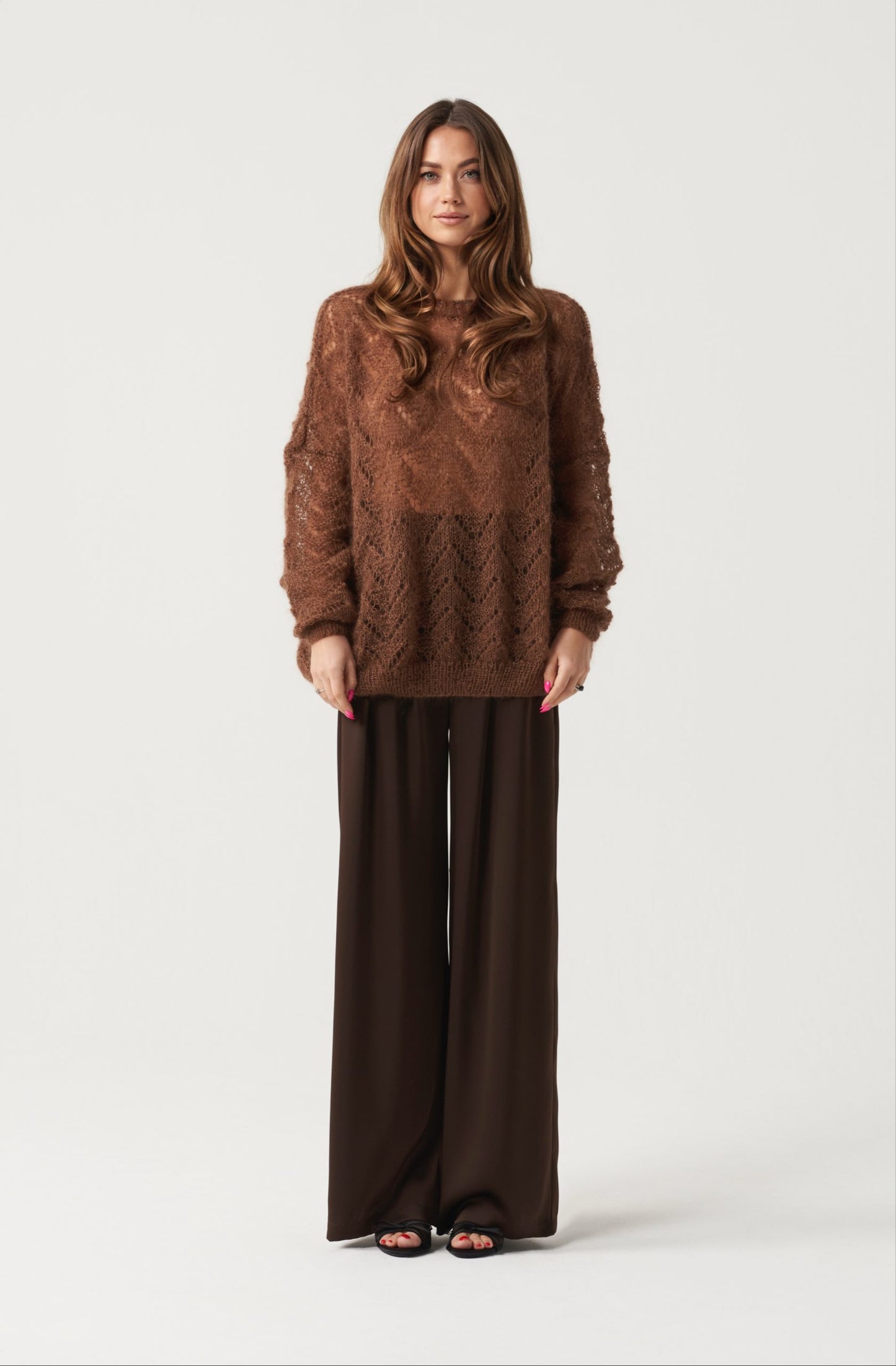 Magda women brown alpaca knitted sweater | SS/25 edition