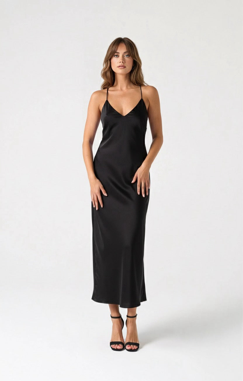 Olivia slip long black dress