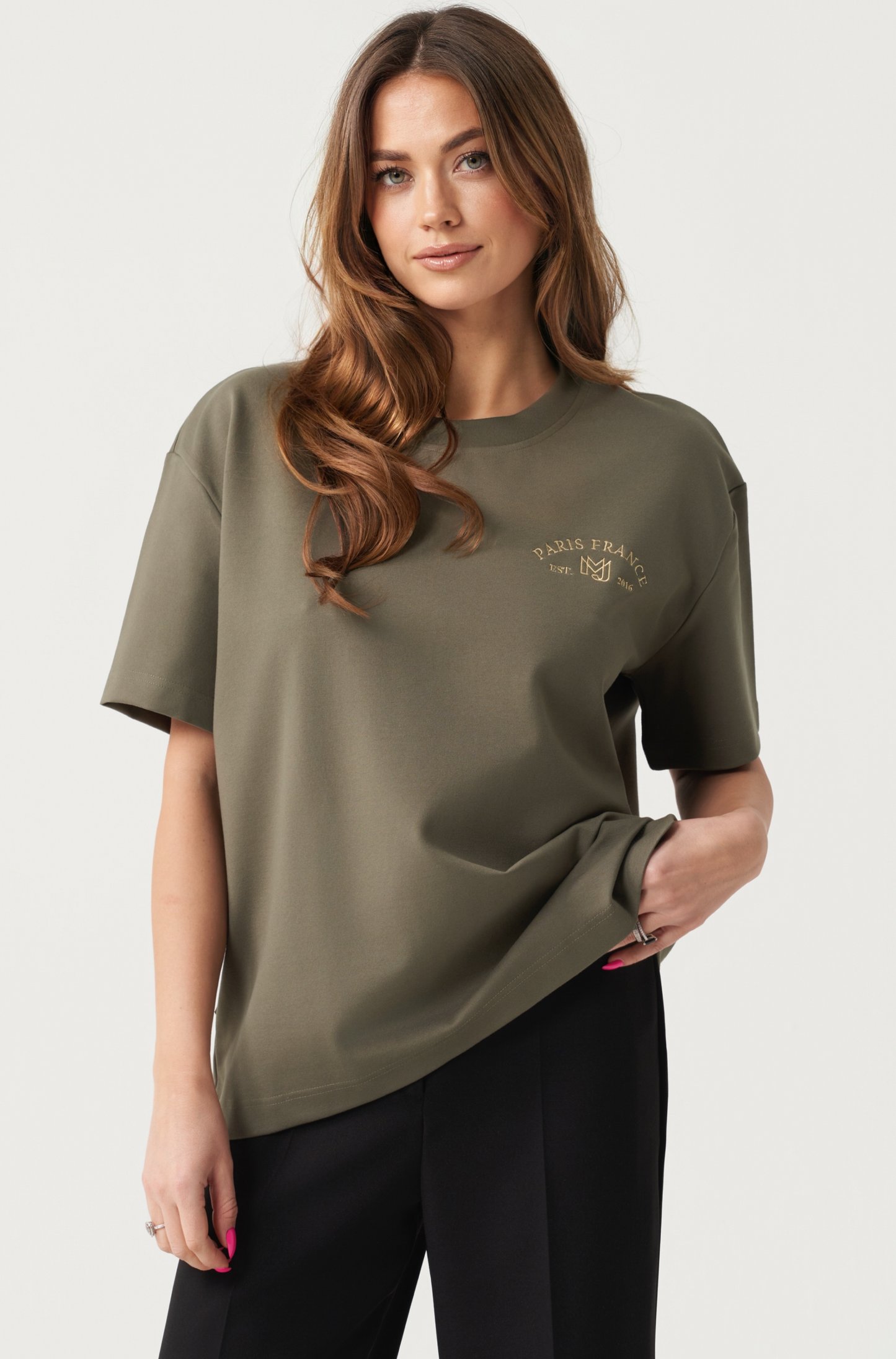 Paris MJrever oversize khaki clean cut T-Shirt