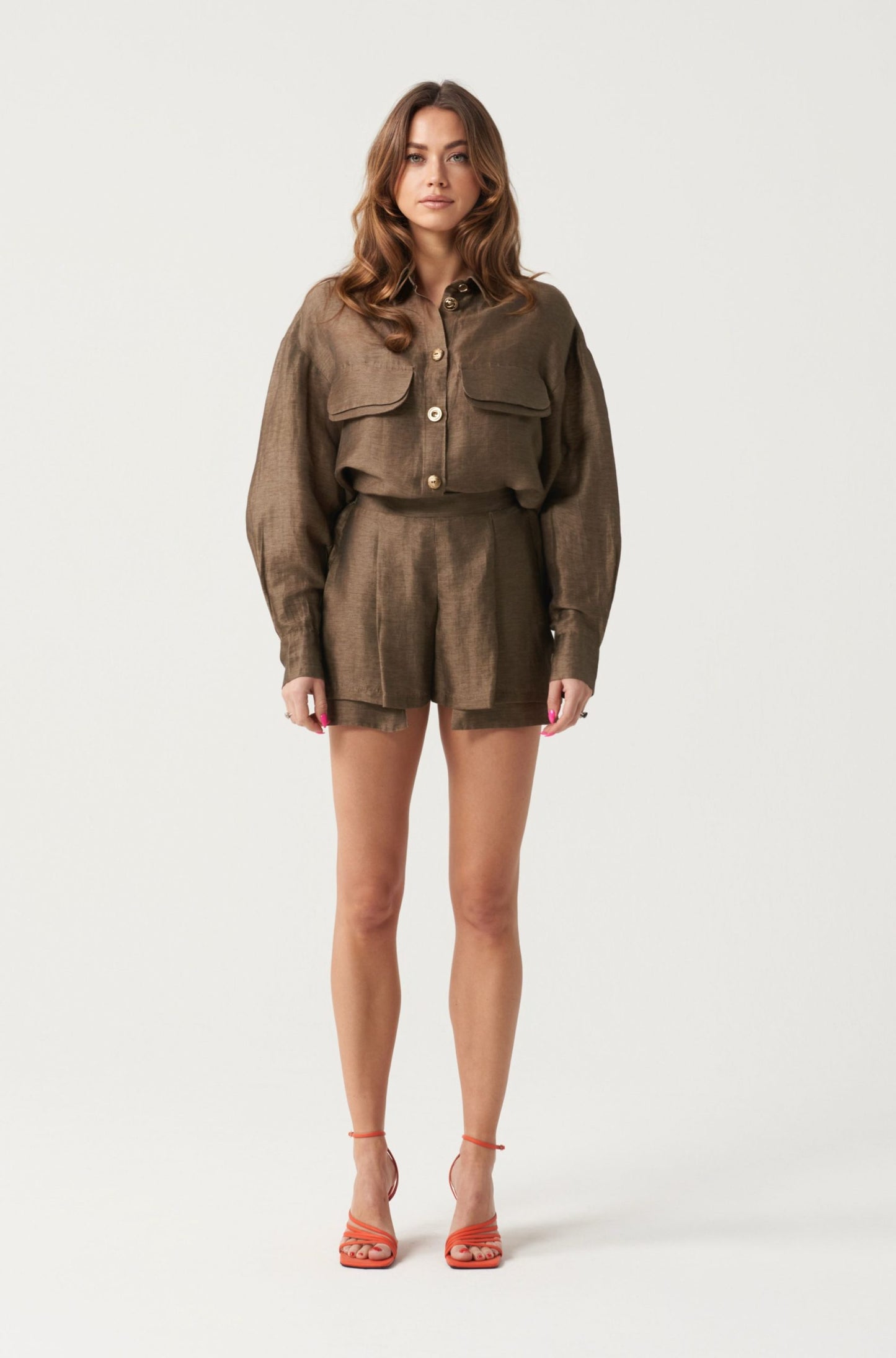 Women linen brown shorts | Limited edition