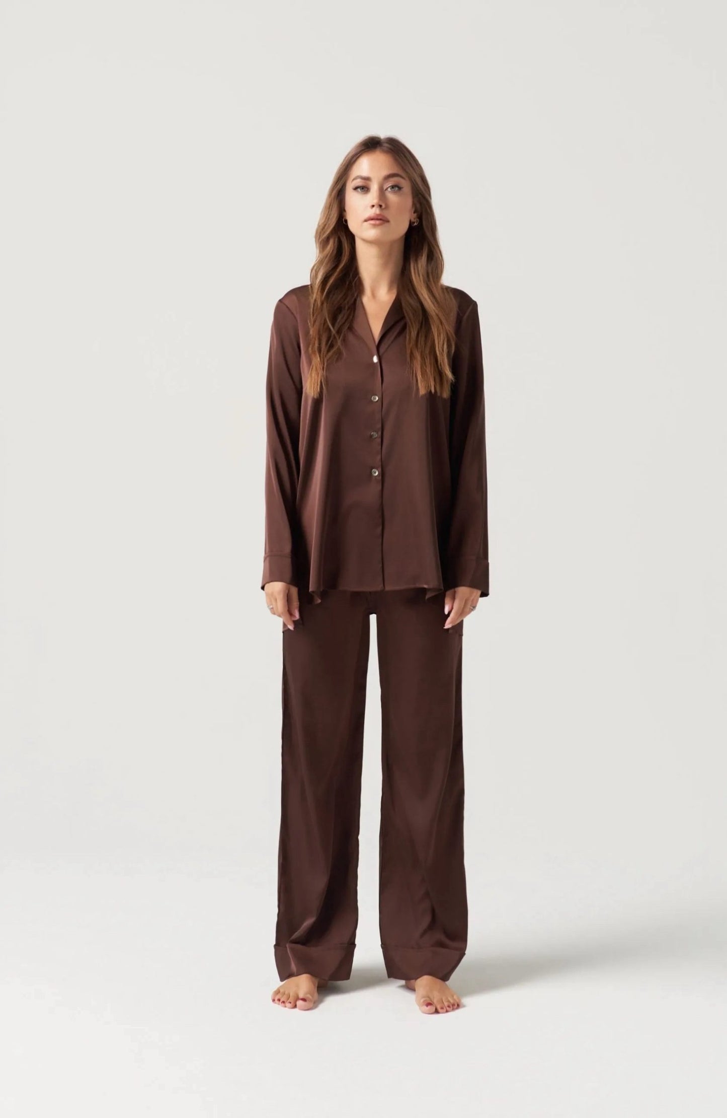 Eléa chocolate women pajama set with pants