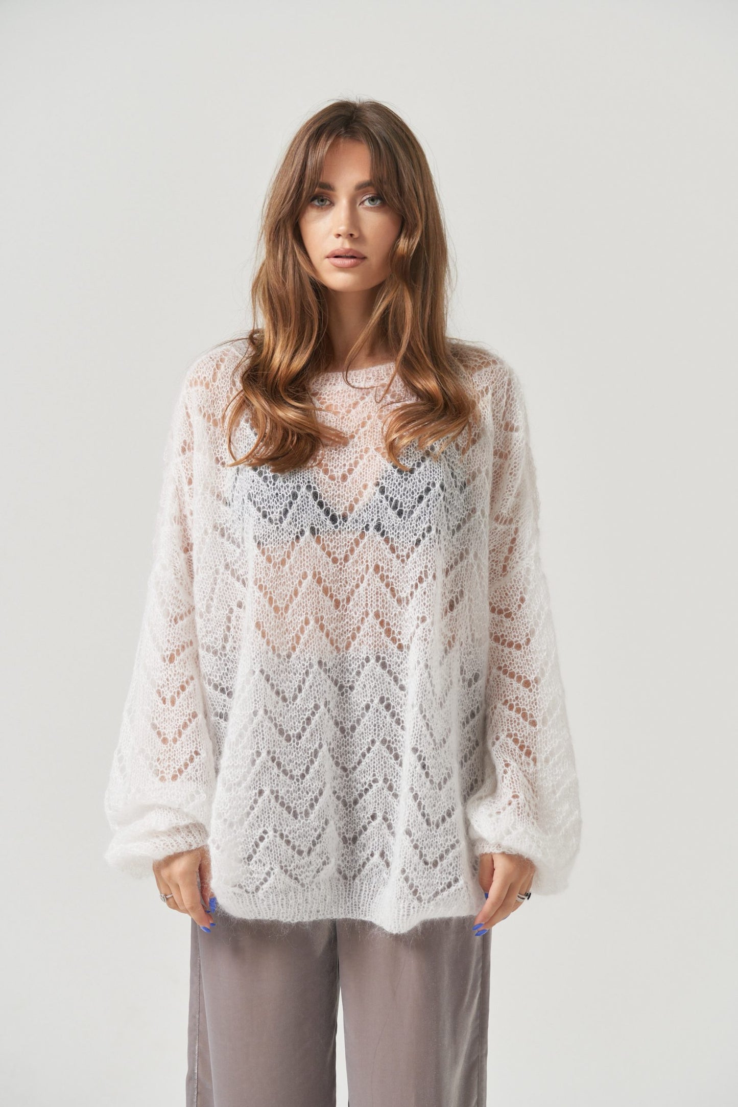 Magda women white knitted sweater | SS/24 edition