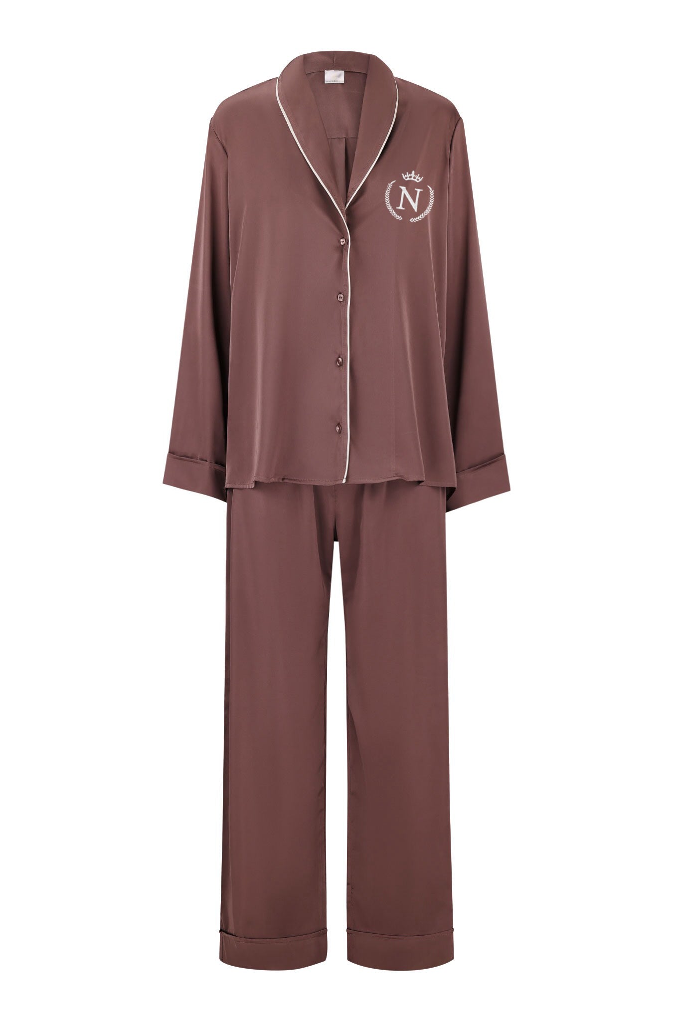Annabel Mocha brown Long Pajama Set