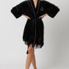 Amélie Black Velvet Short Woman Robe